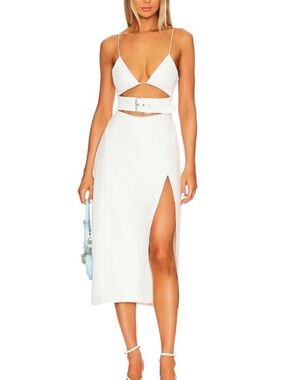 For Love & Lemons White Slip Dress with Front Slit